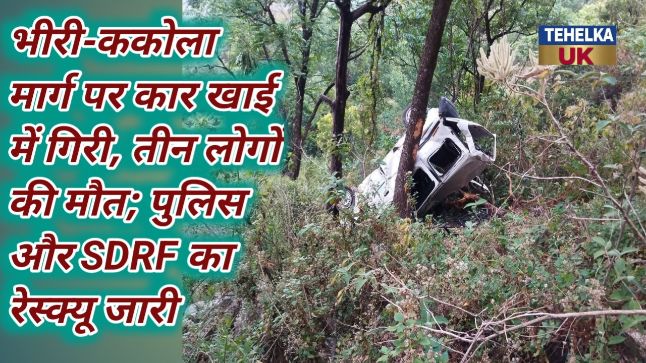भीरी-ककोला मार्ग पर कार खाई में गिरी, तीन लोगों की मौत; पुलिस और SDRF का रेस्क्यू जारी